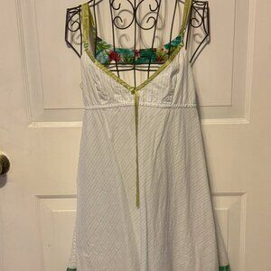 Vintage Free People white and green baby doll dress M